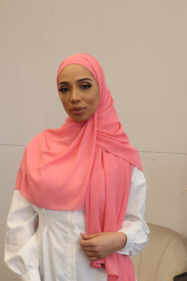 Classic Chiffon Instant Hijab - Hot Pink