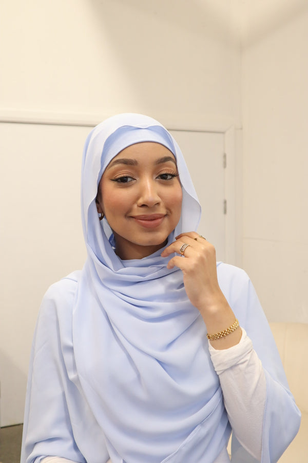 Flowy Chiffon Instant Hijab - Sky Blue