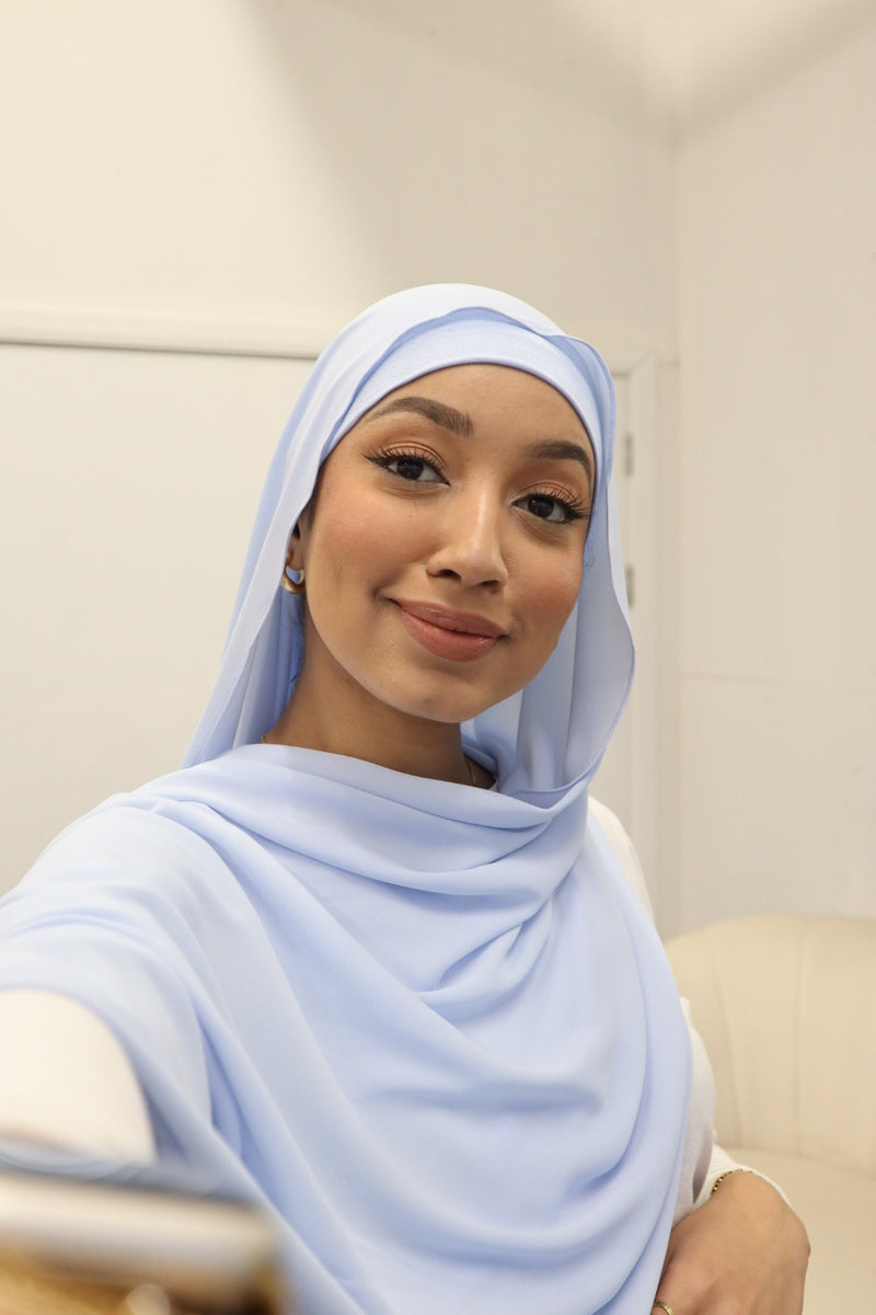 Flowy Chiffon Instant Hijab - Sky Blue