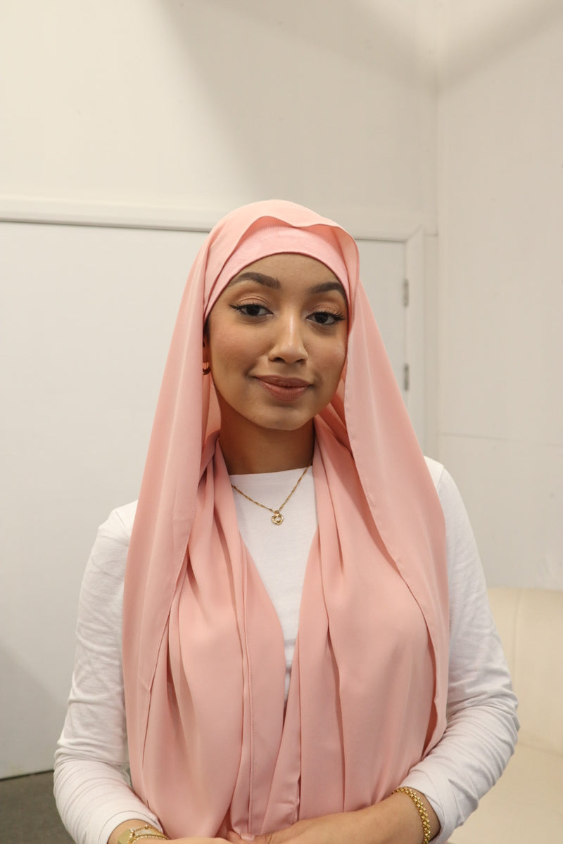 Flowy Chiffon Instant Hijab - Powder Pink