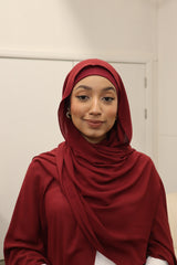 Flowy Chiffon Instant Hijab - Burgundy