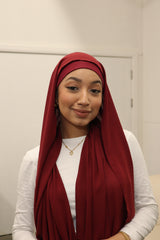 Flowy Chiffon Instant Hijab - Burgundy