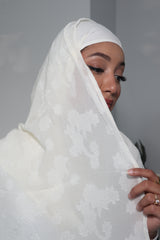Printed Instant Hijab - Ivory