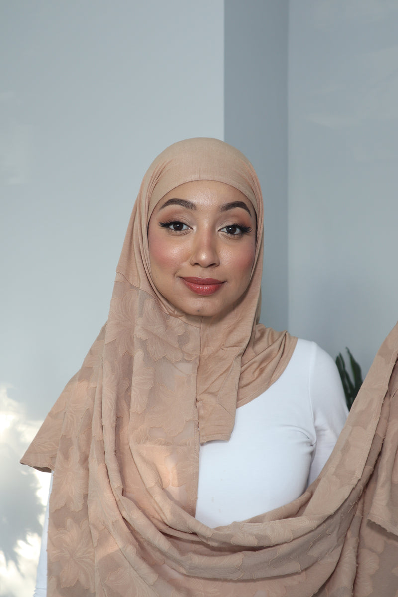 Printed Instant Hijab - Chai