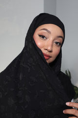 Printed Instant Hijab - Jet Black