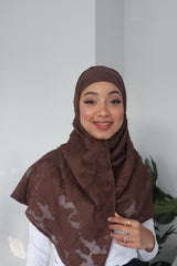 Printed Instant Hijab - Brunette