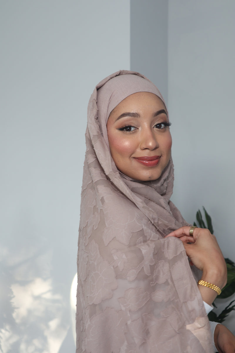 Printed Instant Hijab - Wheat Beige