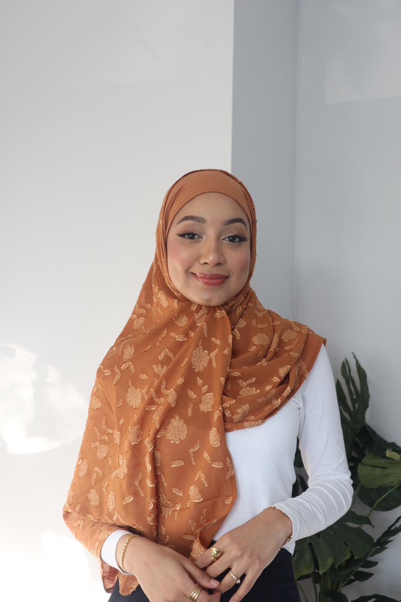 Printed Instant Hijab - Toffee