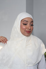 Printed Instant Hijab - Ivory