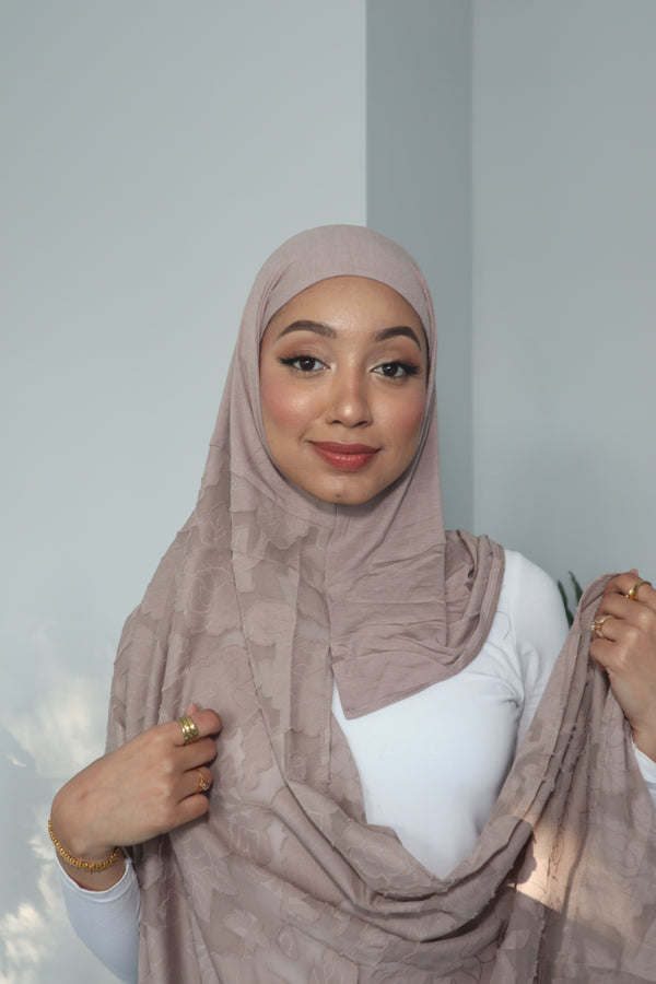 Printed Instant Hijab - Wheat Beige
