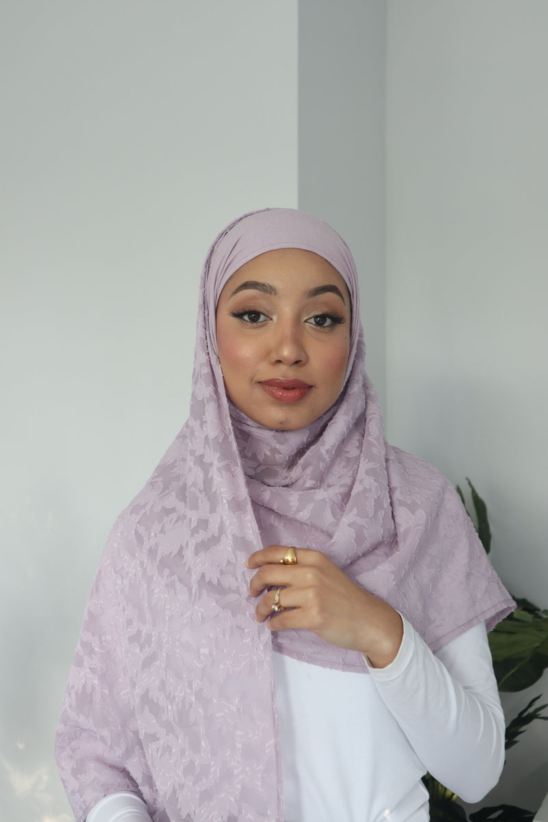 Printed Instant Hijab - Orchid Petal