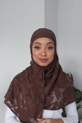 Printed Instant Hijab - Brunette