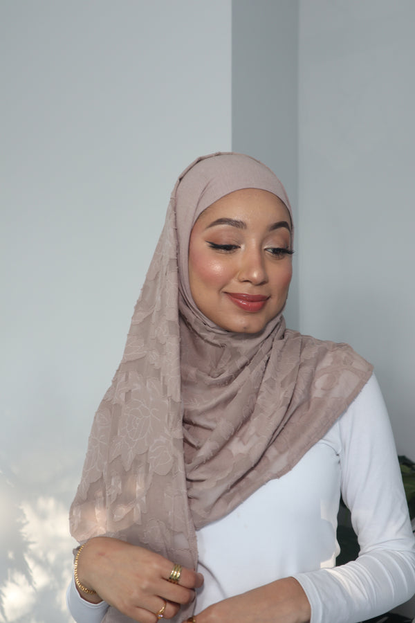 Printed Instant Hijab - Wheat Beige