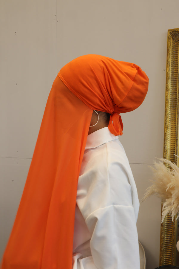 Classic Chiffon Instant Hijab - Neon Orange