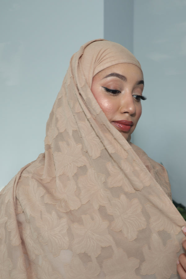 Printed Instant Hijab - Chai