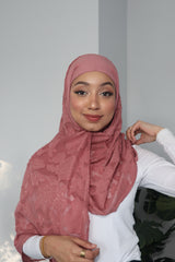 Printed Instant Hijab - Dusty Pink
