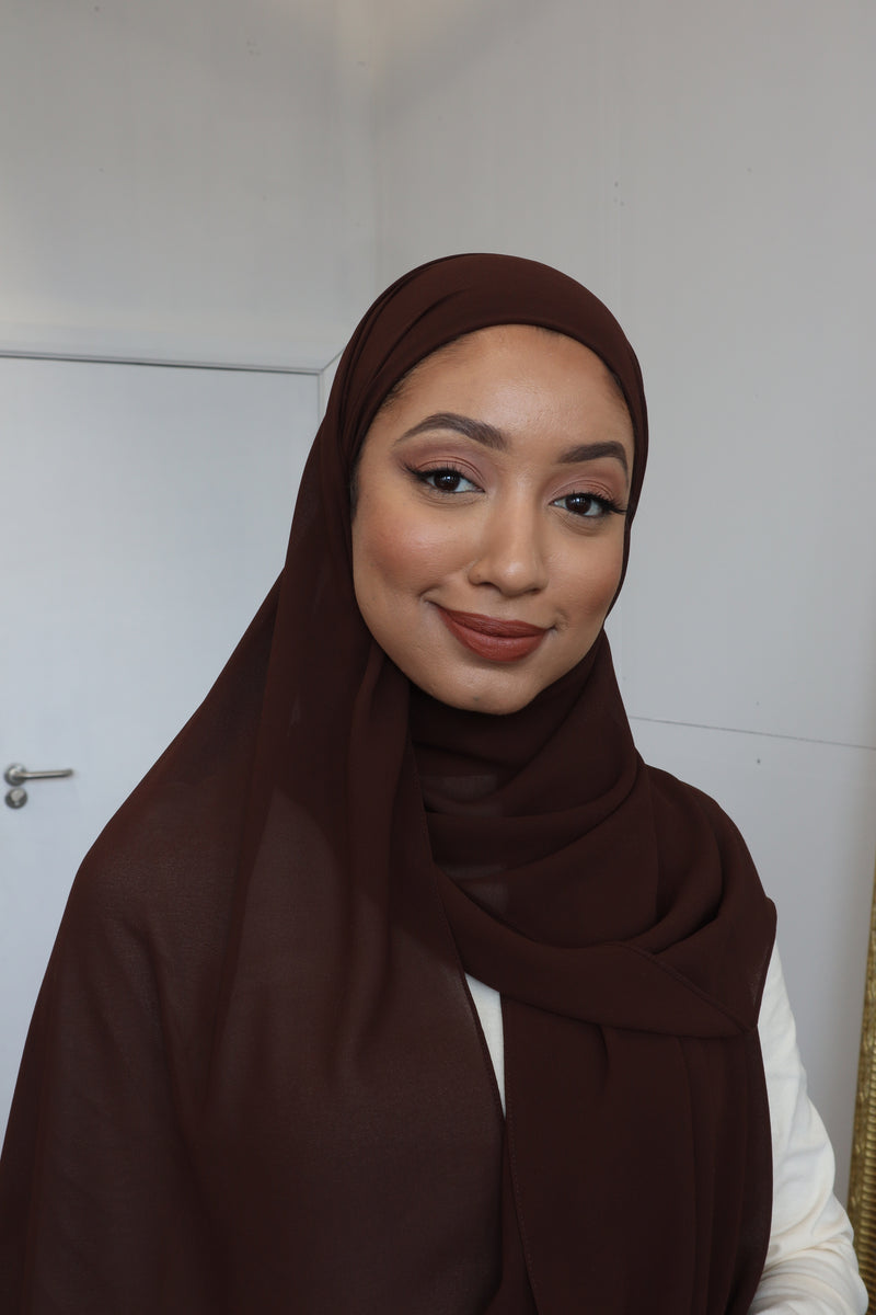 Classic Chiffon Instant Hijab - Walnut