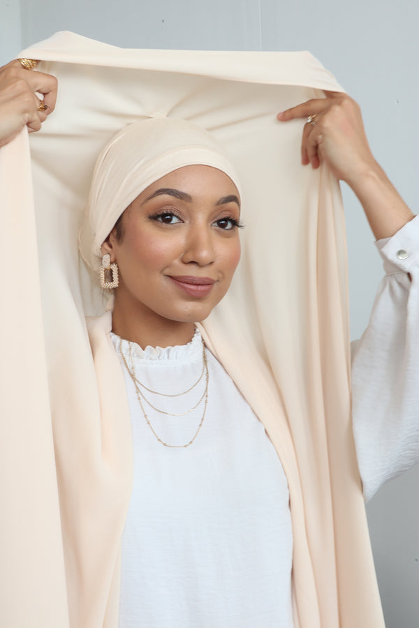 Flowy Chiffon Instant Hijab - Bone