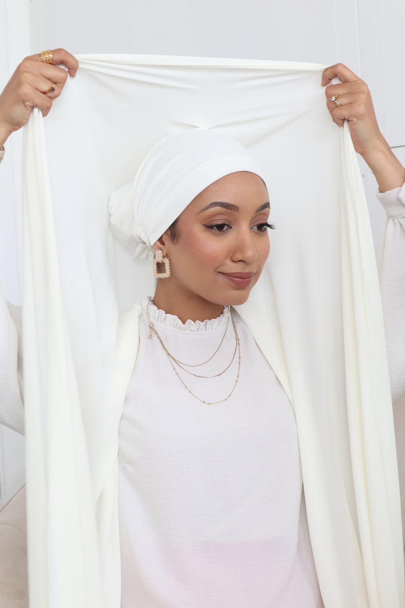 Flowy Chiffon Instant Hijab - Pearl White