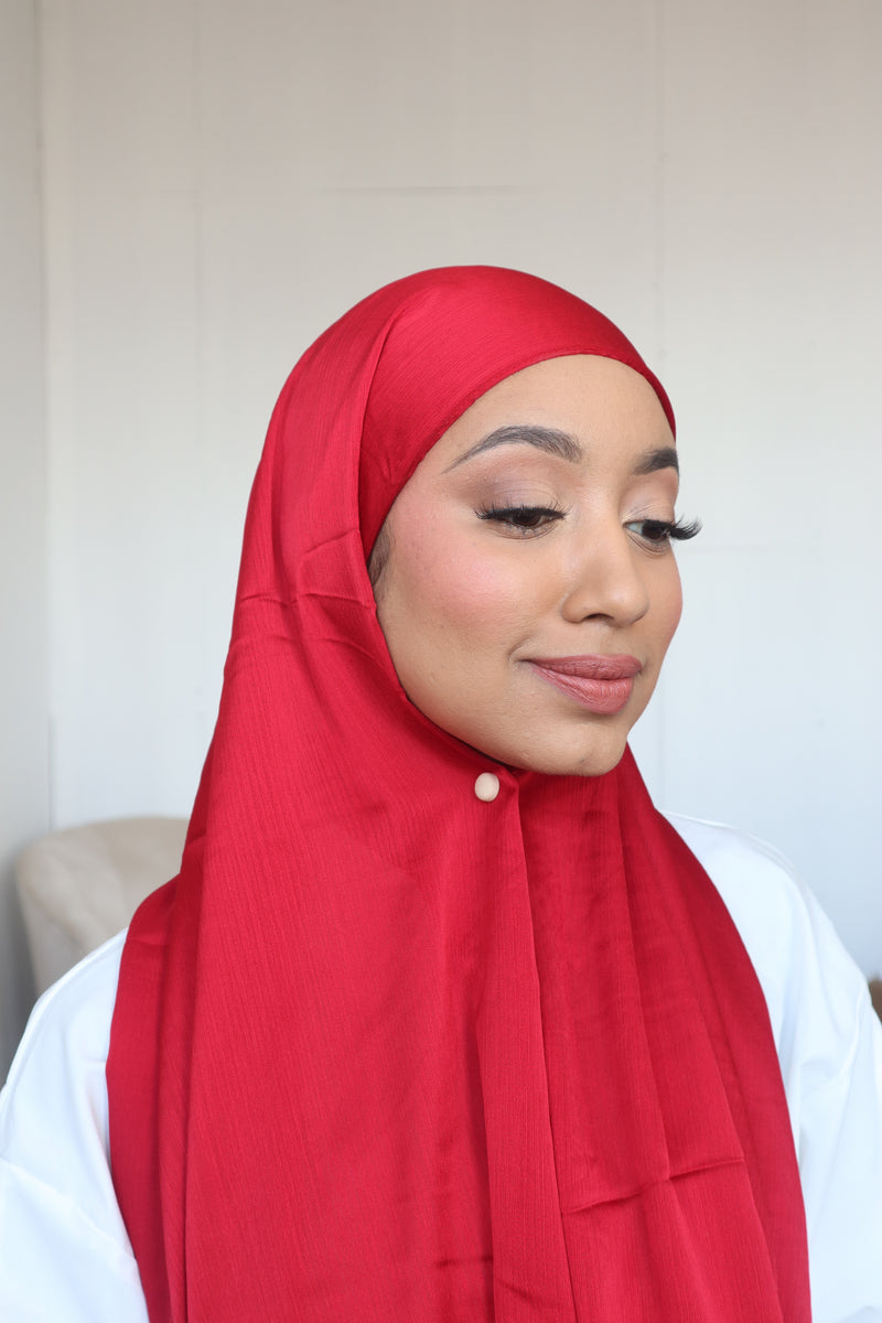 Luxe Crinkle Satin Instant Hijab - Romantic