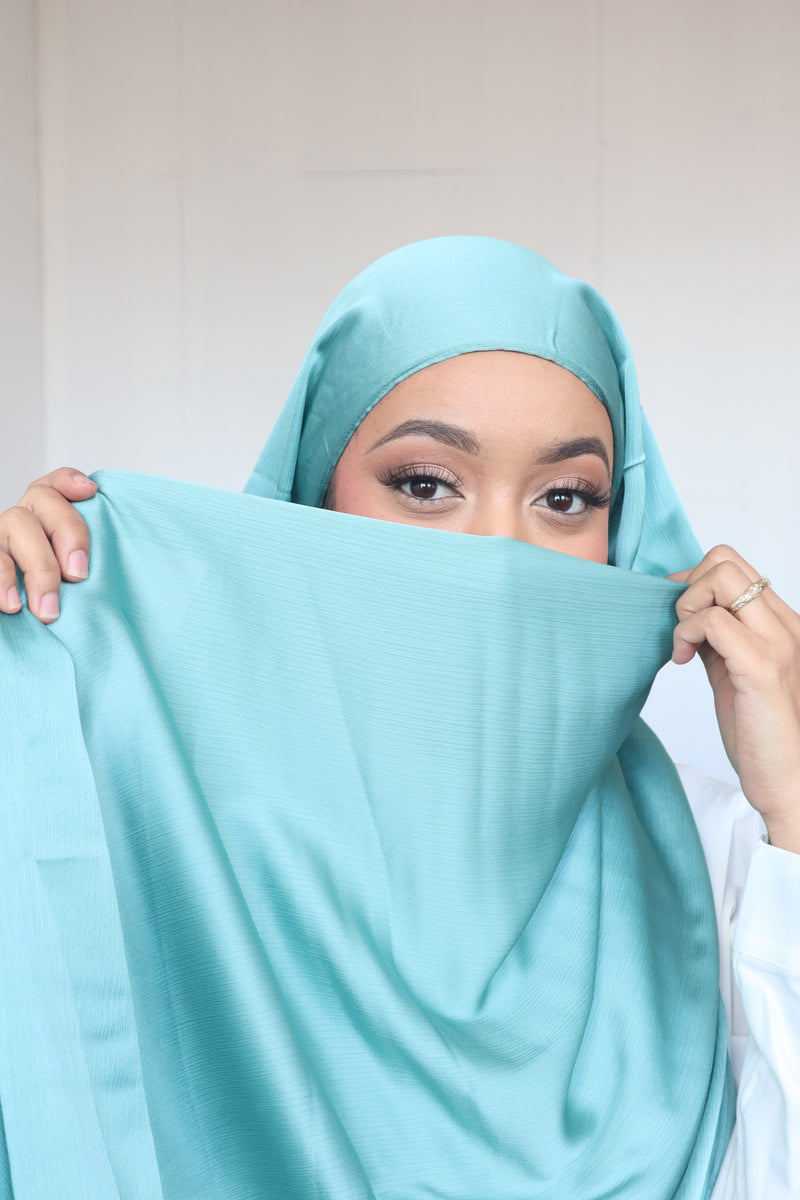 Luxe Crinkle Satin Instant Hijab - Bold