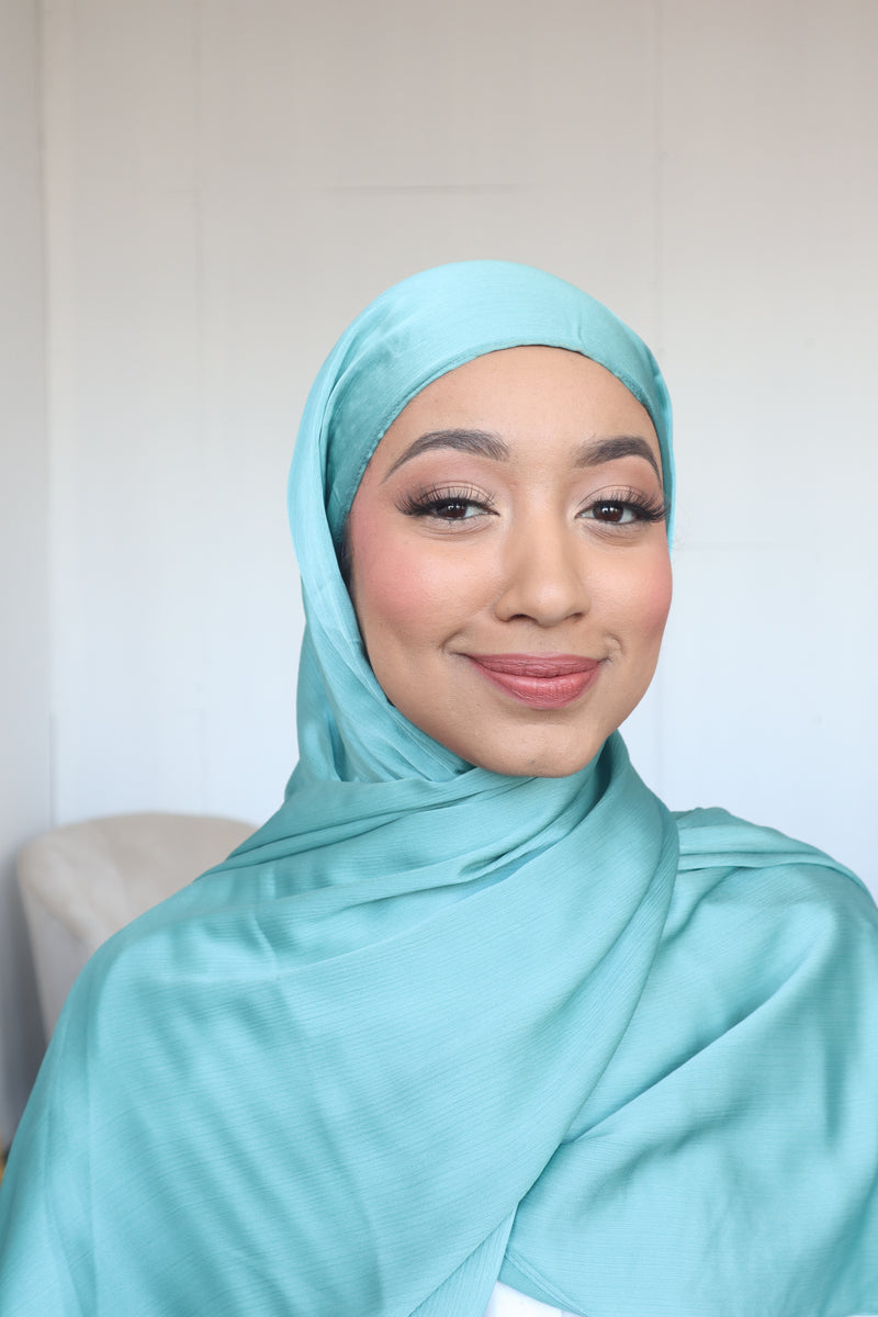 Luxe Crinkle Satin Instant Hijab - Bold