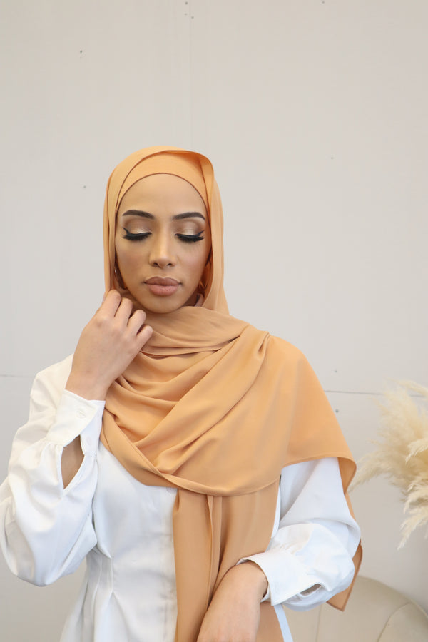 Flowy Chiffon Instant Hijab - Cinnamon