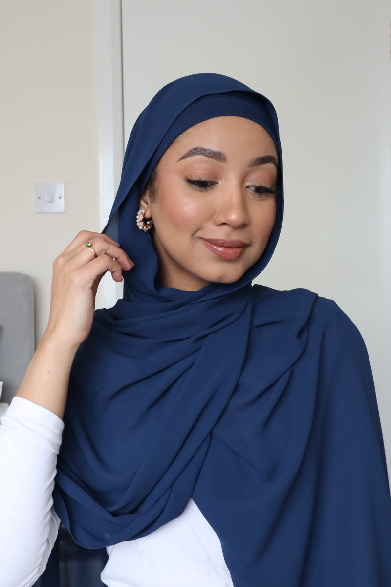 Flowy Chiffon Instant Hijab - Blue Berry