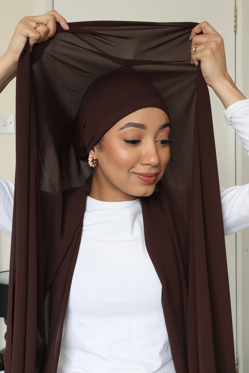 Flowy Chiffon Instant Hijab - Cocoa