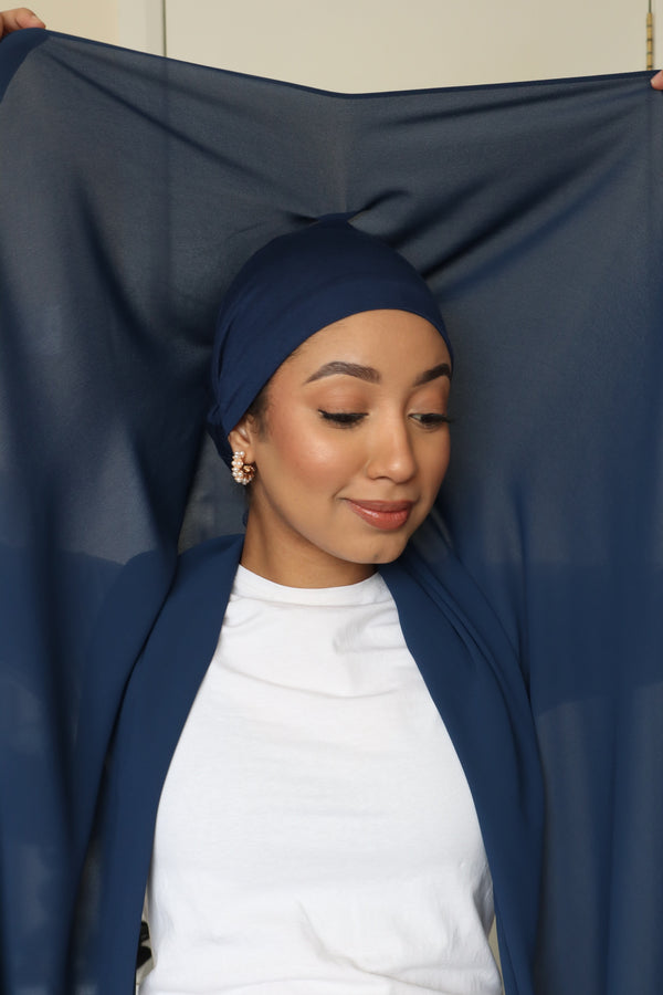 Flowy Chiffon Instant Hijab - Blue Berry